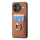 For Redmi K80 / Poco F7 Pro Carbon Fiber Card Wallet Ring Phone Case(Brown) - 2
