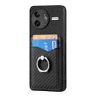 For Redmi K80 Pro / Poco F7 Ultra Carbon Fiber Card Wallet Ring Phone Case(Black) - 2