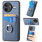 For Redmi K80 Pro / Poco F7 Ultra Carbon Fiber Card Wallet Ring Phone Case(Blue) - 1