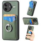 For Redmi K80 Pro / Poco F7 Ultra Carbon Fiber Card Wallet Ring Phone Case(Green) - 1