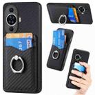 For Huawei nova 11 Carbon Fiber Card Wallet Ring Phone Case(Black) - 1