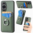 For Huawei nova 11 Carbon Fiber Card Wallet Ring Phone Case(Green) - 1