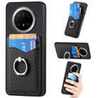For Huawei Mate 70 Carbon Fiber Card Wallet Ring Phone Case(Black) - 1