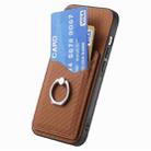 For Huawei Mate 70 Carbon Fiber Card Wallet Ring Phone Case(Brown) - 3