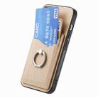 For Huawei Mate 70 Carbon Fiber Card Wallet Ring Phone Case(Khaki) - 3