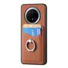 For Huawei Mate 70 Pro Carbon Fiber Card Wallet Ring Phone Case(Brown) - 2