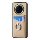 For Huawei Mate 70 Pro Carbon Fiber Card Wallet Ring Phone Case(Khaki) - 2
