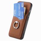 For Huawei Mate 70 Pro+ Carbon Fiber Card Wallet Ring Phone Case(Brown) - 3