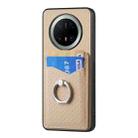 For Huawei Mate 70 Pro+ Carbon Fiber Card Wallet Ring Phone Case(Khaki) - 2