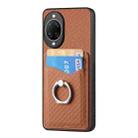 For Huawei nova 14 Carbon Fiber Card Wallet Ring Phone Case(Brown) - 2