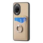For Huawei nova 14 Carbon Fiber Card Wallet Ring Phone Case(Khaki) - 2