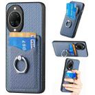 For Huawei nova 14 Pro Carbon Fiber Card Wallet Ring Phone Case(Blue) - 1