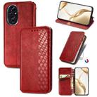 For Honor 200 Cubic Grid Pressed Magnetic Leather Phone Case(Red) - 1