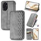 For Honor 200 Cubic Grid Pressed Magnetic Leather Phone Case(Gray) - 1