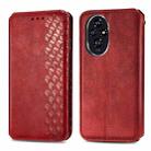 For Honor 200 Pro Cubic Grid Pressed Magnetic Leather Phone Case(Red) - 2