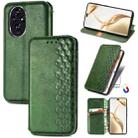 For Honor 200 Pro Cubic Grid Pressed Magnetic Leather Phone Case(Green) - 1