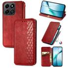 For Honor 200 Smart Cubic Grid Pressed Magnetic Leather Phone Case(Red) - 1