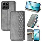 For Honor 200 Smart Cubic Grid Pressed Magnetic Leather Phone Case(Gray) - 1