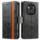 FOr Honor Magic6 CaseNeo Splicing Dual Magnetic Buckle Leather Phone Case(Black) - 1