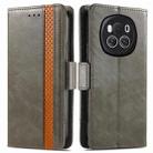 FOr Honor Magic6 CaseNeo Splicing Dual Magnetic Buckle Leather Phone Case(Gray) - 1