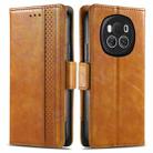 FOr Honor Magic6 CaseNeo Splicing Dual Magnetic Buckle Leather Phone Case(Khaki) - 1