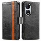 For Honor X7b CaseNeo Splicing Dual Magnetic Buckle Leather Phone Case(Black) - 1