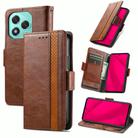 For Honor 400 Lite CaseNeo Splicing Dual Magnetic Buckle Leather Phone Case(Brown) - 1