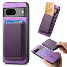 For Google Pixel 7 Retro Magsafe Card Bag PU Back Cover Phone Case(Purple) - 1