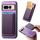 For Google Pixel 7 Pro Retro Magsafe Card Bag PU Back Cover Phone Case(Purple) - 1