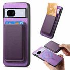 For Google Pixel 7a Retro Magsafe Card Bag PU Back Cover Phone Case(Purple) - 1