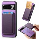 For Google Pixel 8 Retro Magsafe Card Bag PU Back Cover Phone Case(Purple) - 1