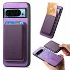 For Google Pixel 9 Retro Magsafe Card Bag PU Back Cover Phone Case(Purple) - 1