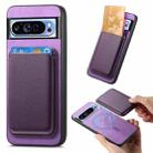 For Google Pixel 9 Pro Retro Magsafe Card Bag PU Back Cover Phone Case(Purple) - 1