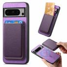 For Google Pixel 9 Pro XL Retro Magsafe Card Bag PU Back Cover Phone Case(Purple) - 1