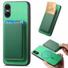 For Sony Xperia 10 VI Retro Magsafe Card Bag PU Back Cover Phone Case(Green) - 1