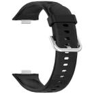 For Huawei Watch Fit3 Silver Buckle Silicone Sports Watch Band(Black) - 2