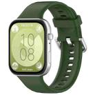 For Huawei Watch Fit3 Silver Buckle Silicone Sports Watch Band(Army Green) - 1