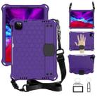 For iPad Air 11 2024 Honeycomb EVA Hybrid PC Tablet Case with Strap(Purple+Black) - 1