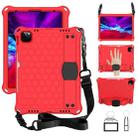 For iPad Pro 11 2024 Honeycomb EVA Hybrid PC Tablet Case with Strap(Red+Black) - 1