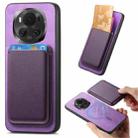 For Honor Magic6 5G Retro Magsafe Card Bag PU Back Cover Phone Case(Purple) - 1