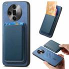 For OPPO Find X7 Ultra 5G Retro Magsafe Card Bag PU Back Cover Phone Case(Blue) - 1