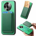 For OPPO Find X7 Ultra 5G Retro Magsafe Card Bag PU Back Cover Phone Case(Green) - 1