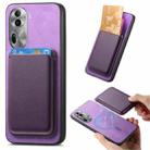 For OPPO Reno11 Pro 5G Global Retro Magsafe Card Bag PU Back Cover Phone Case(Purple) - 1