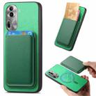 For OPPO Reno11 Pro 5G Global Retro Magsafe Card Bag PU Back Cover Phone Case(Green) - 1