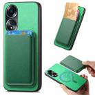For OPPO A58 4G Retro Magsafe Card Bag PU Back Cover Phone Case(Green) - 1