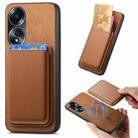 For OPPO A58 4G Retro Magsafe Card Bag PU Back Cover Phone Case(Brown) - 1