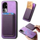 For OPPO Reno10 Pro+ 5G Retro Magsafe Card Bag PU Back Cover Phone Case(Purple) - 1