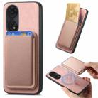 For OPPO Reno8 T / A1 Pro Retro Magsafe Card Bag PU Back Cover Phone Case(Pink) - 1