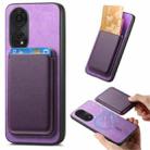 For OPPO Reno8 T / A1 Pro Retro Magsafe Card Bag PU Back Cover Phone Case(Purple) - 1