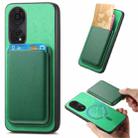 For OPPO Reno8 T / A1 Pro Retro Magsafe Card Bag PU Back Cover Phone Case(Green) - 1